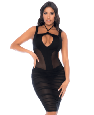Robe noire semi transparente dos nu 